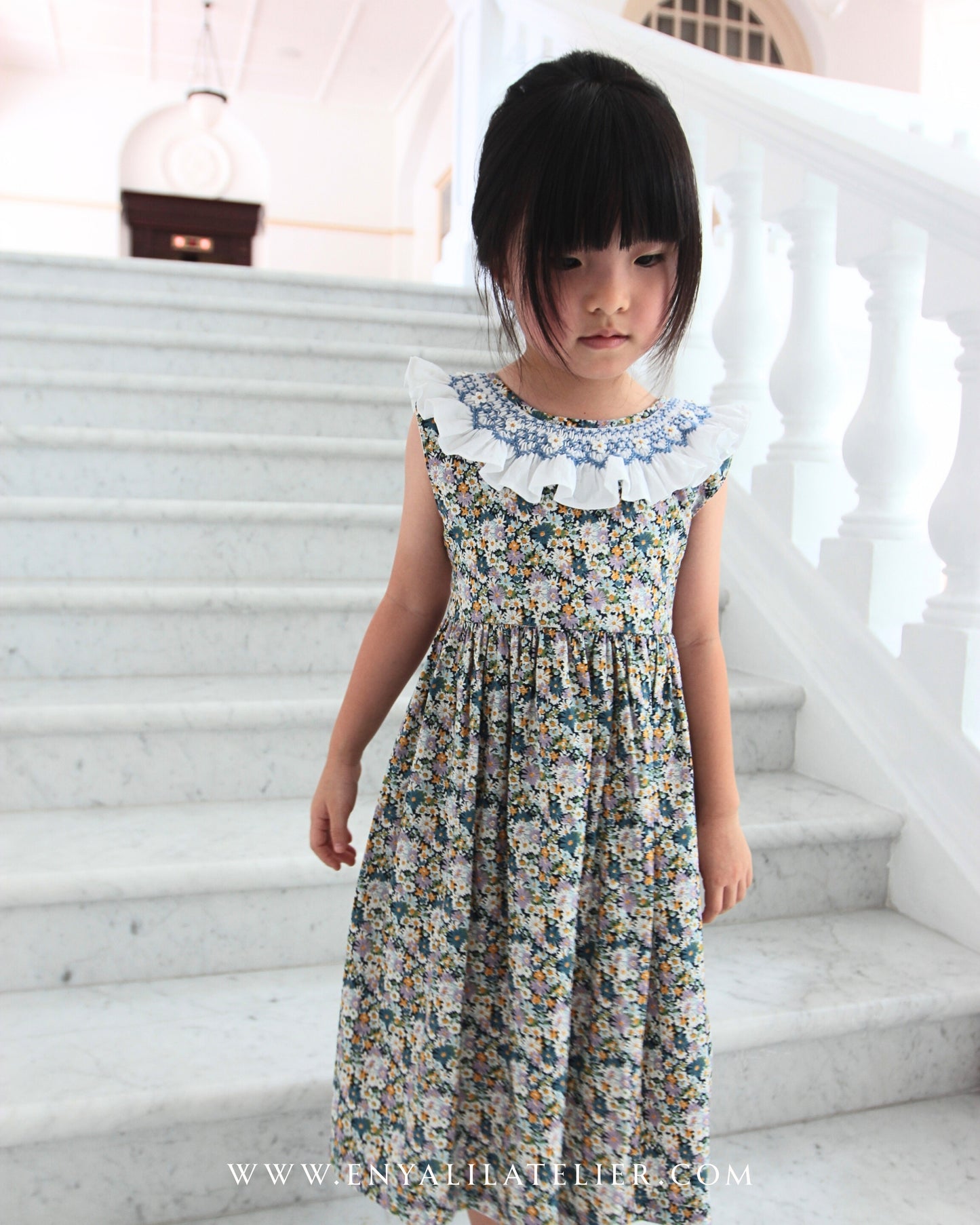 Chelsie Daisy Floral Handsmocked Dress