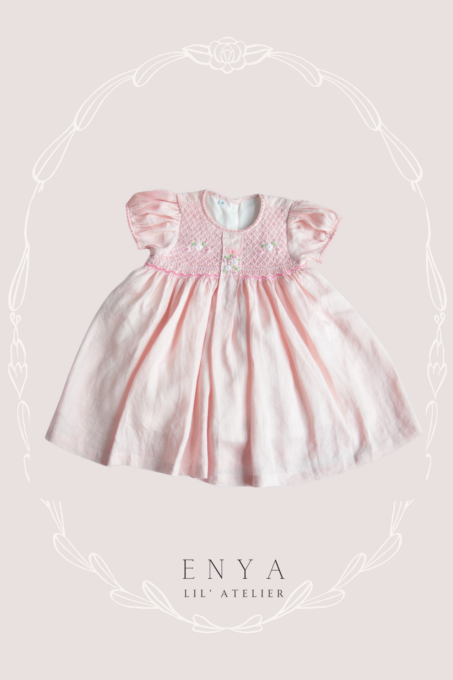 Scarlett Premium Linen Babydoll Handsmocked Dress