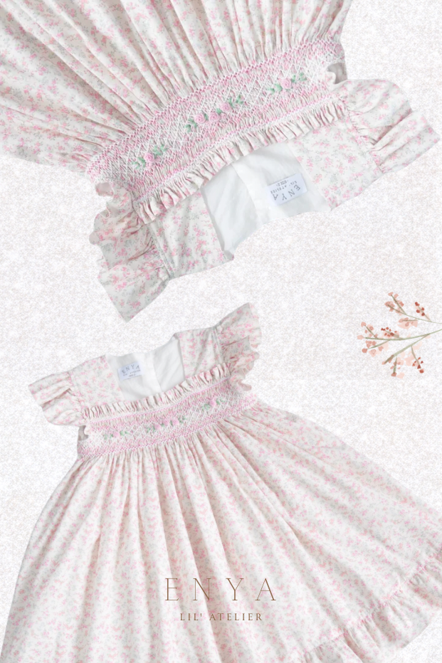 Calista Floral Handsmocked Dress