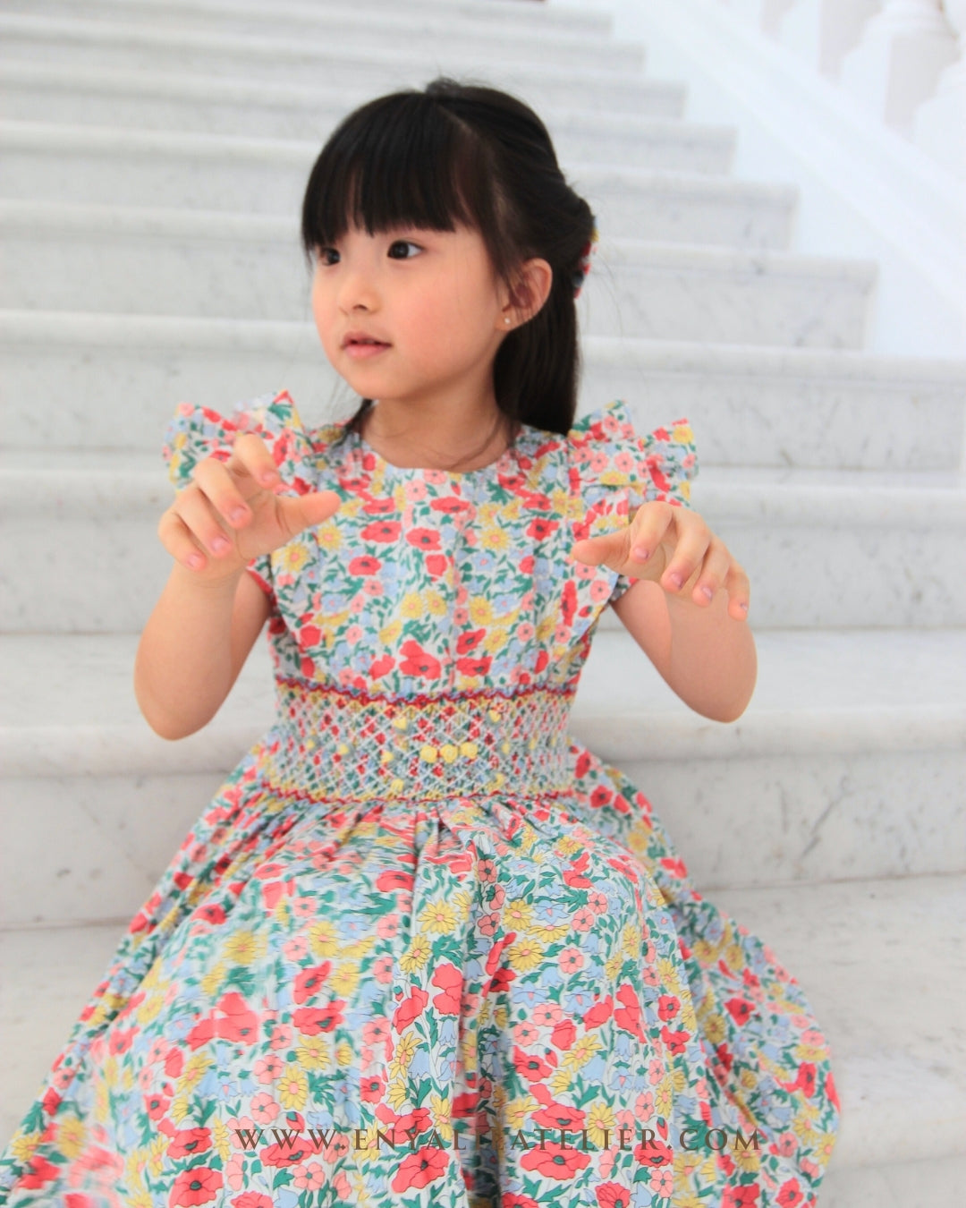 Melody Floral Handsmocked Dress