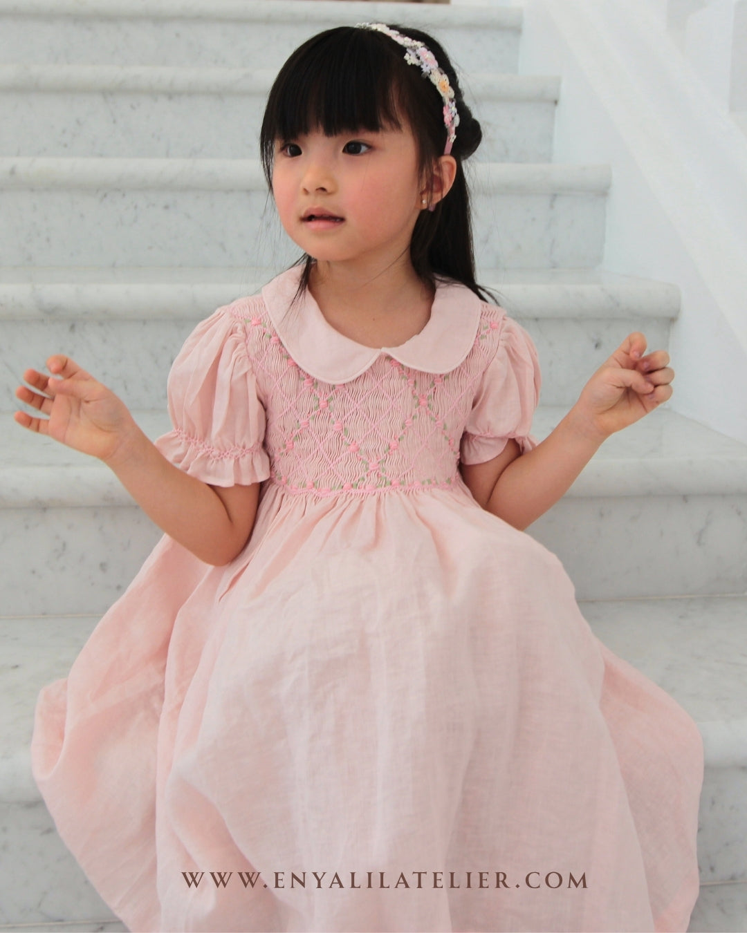Rosa Premium Linen Handsmocked Dress