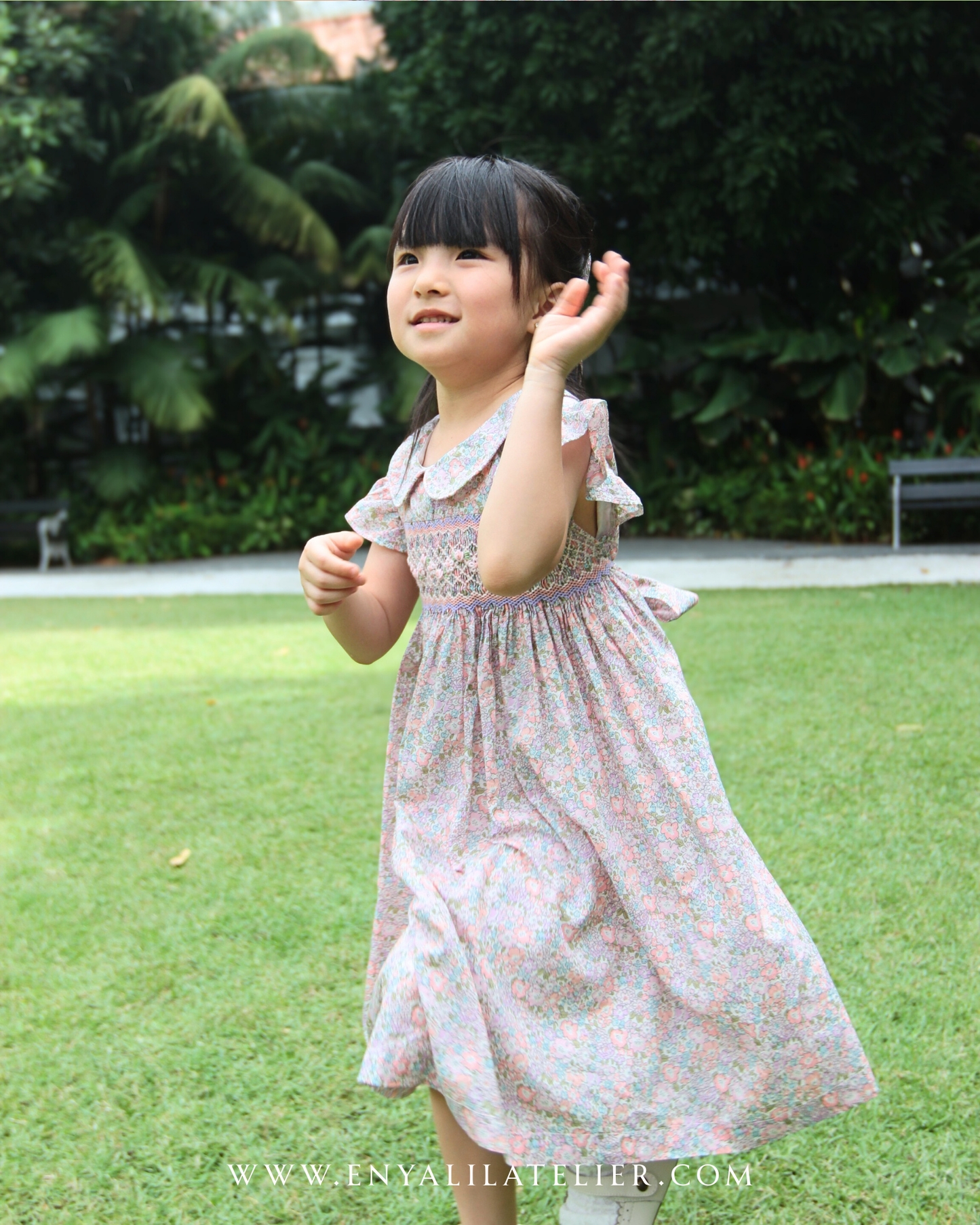 Tasya Floral Handsmocked Dress