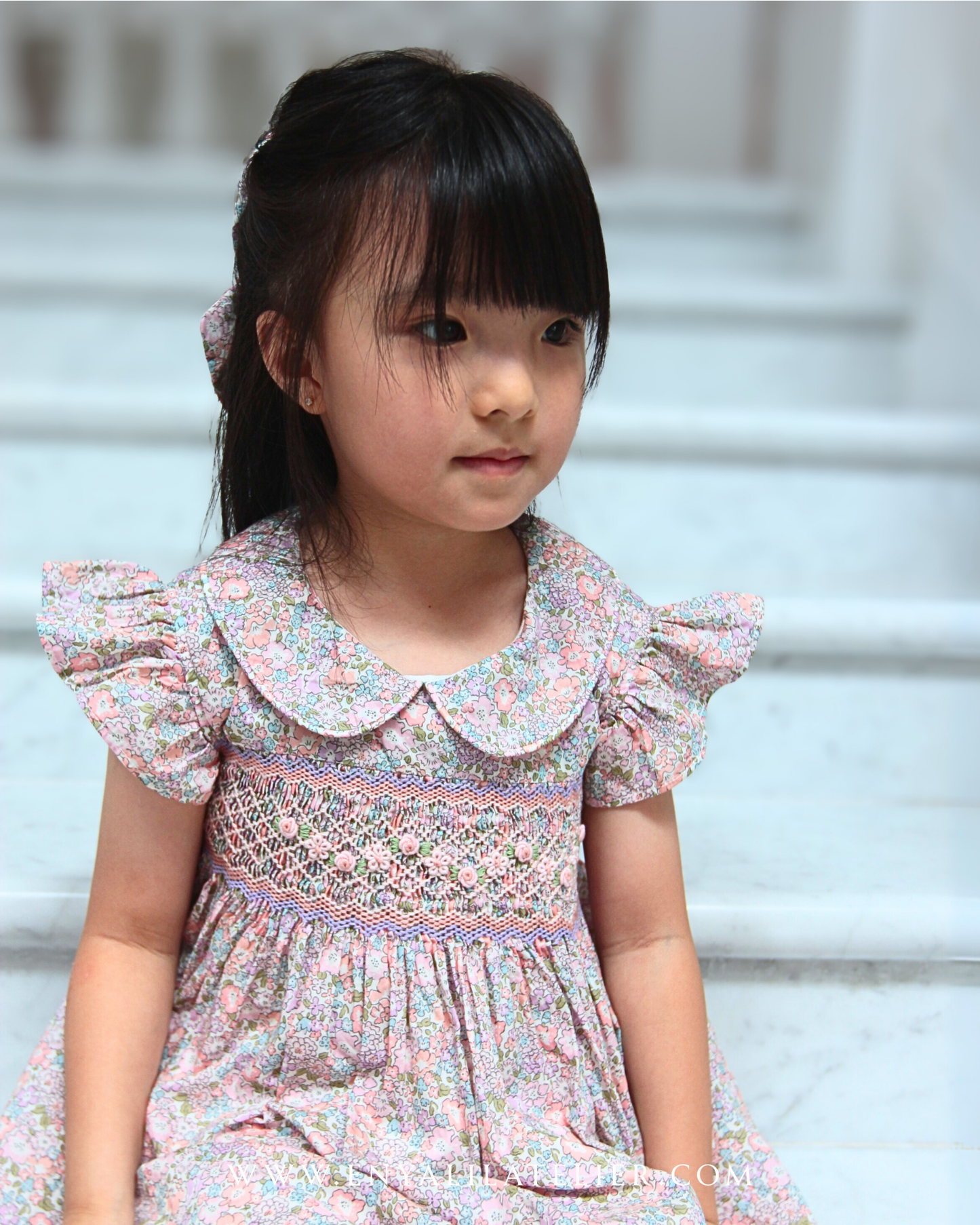 Tasya Floral Handsmocked Dress