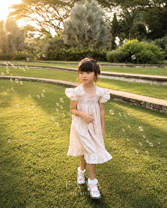 Calista Floral Handsmocked Dress