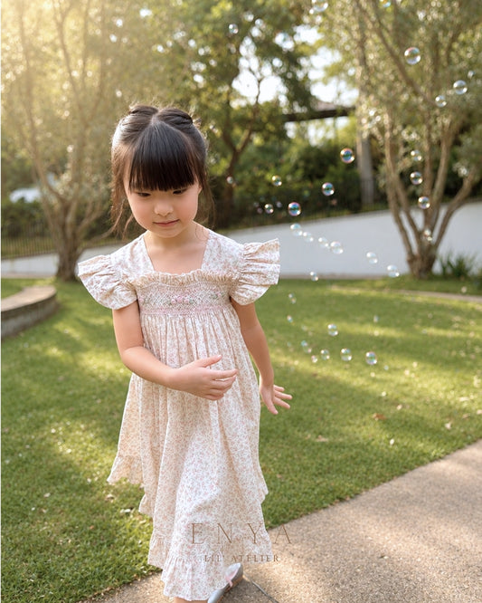 Calista Floral Handsmocked Dress
