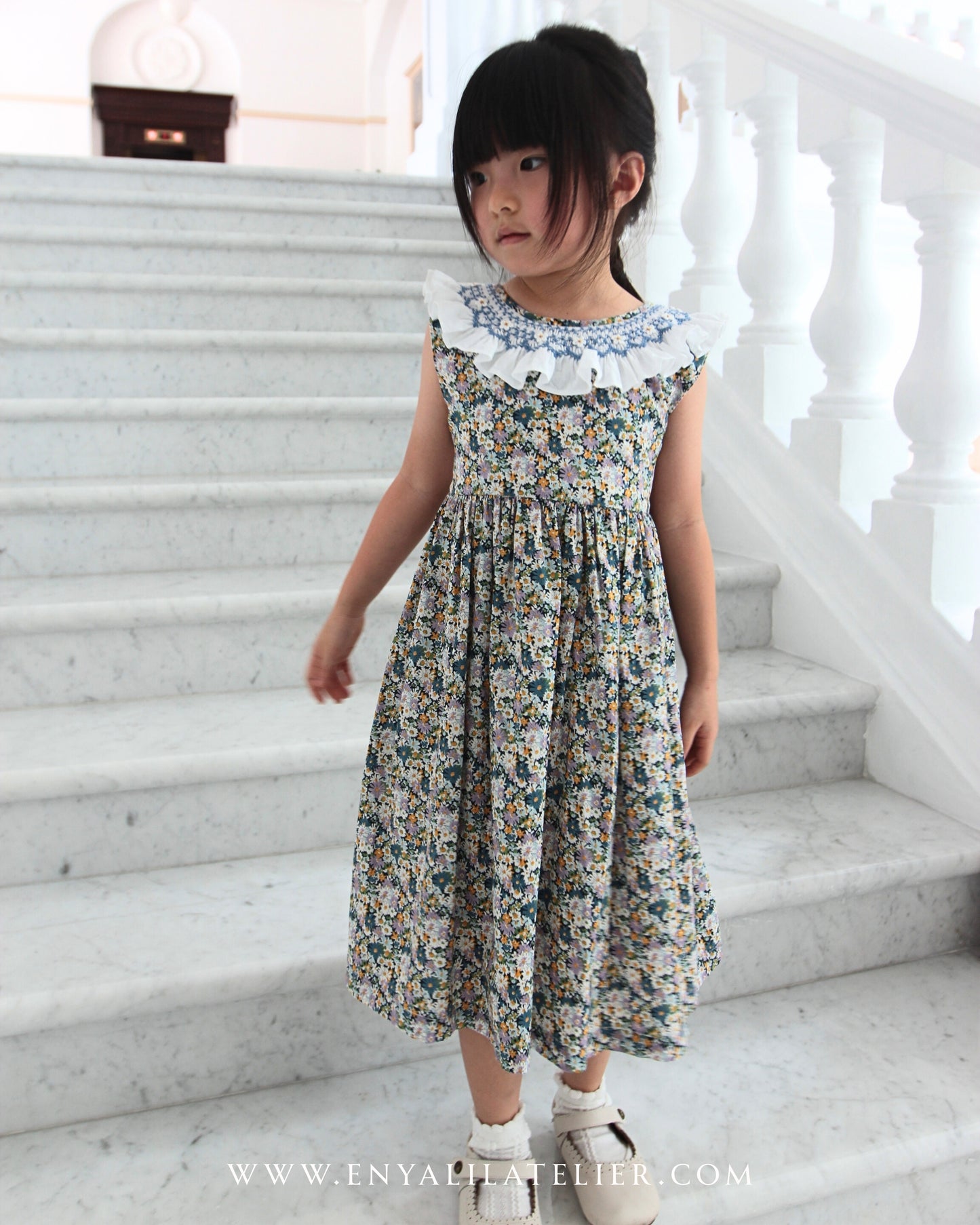 Chelsie Daisy Floral Handsmocked Dress