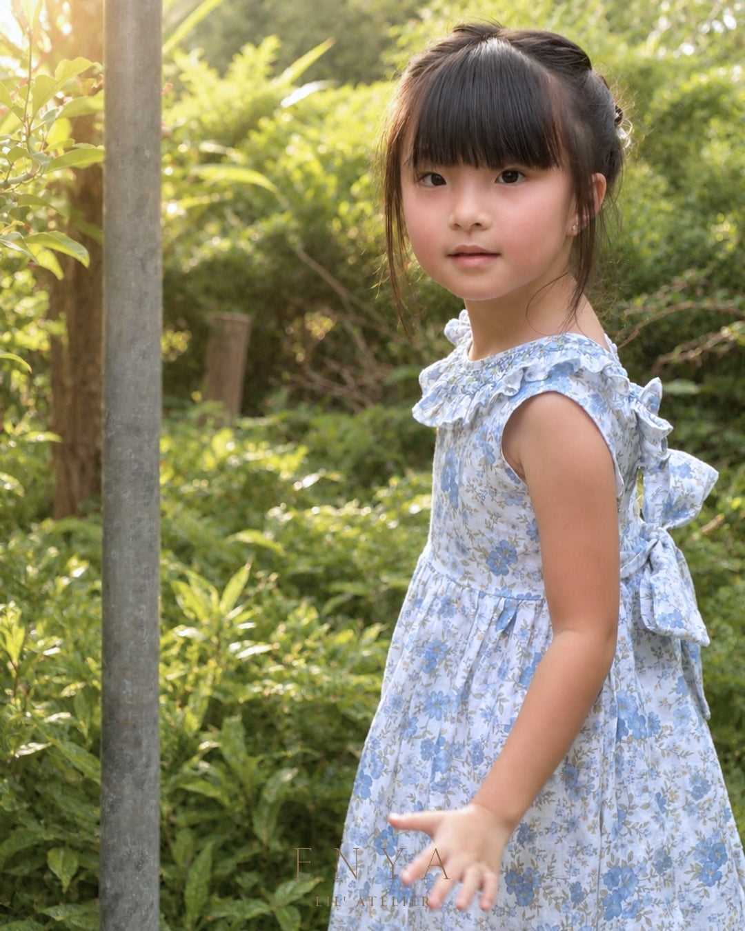Evangeline Premium Linen Handsmocked Dress