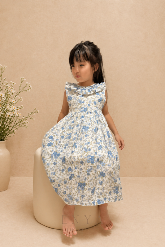 Evangeline Premium Linen Handsmocked Dress