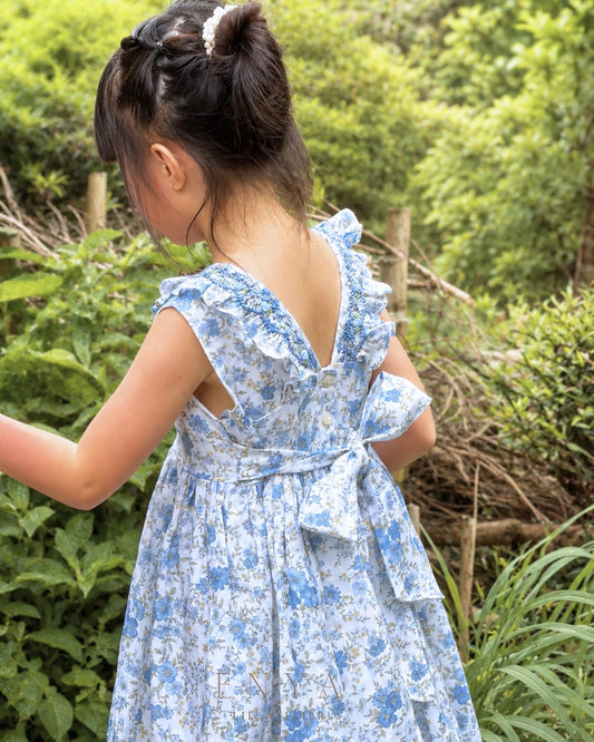 Evangeline Premium Linen Handsmocked Dress
