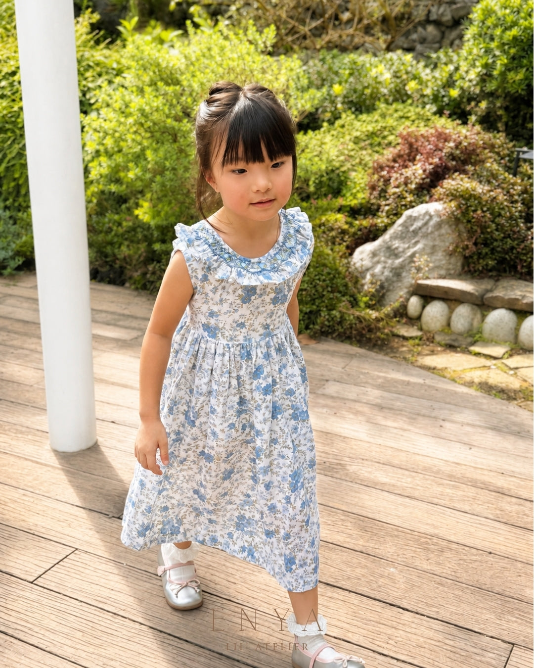 Evangeline Premium Linen Handsmocked Dress