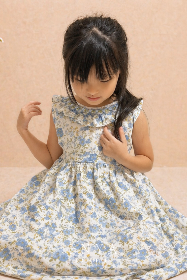 Evangeline Premium Linen Handsmocked Dress