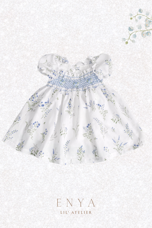 Mira Premium Linen Handsmocked Dress