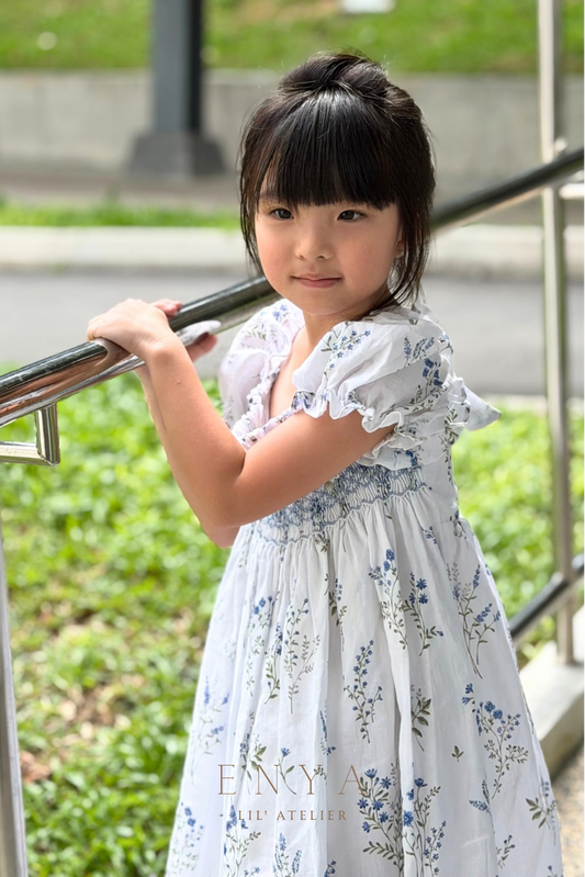 Mira Premium Linen Handsmocked Dress