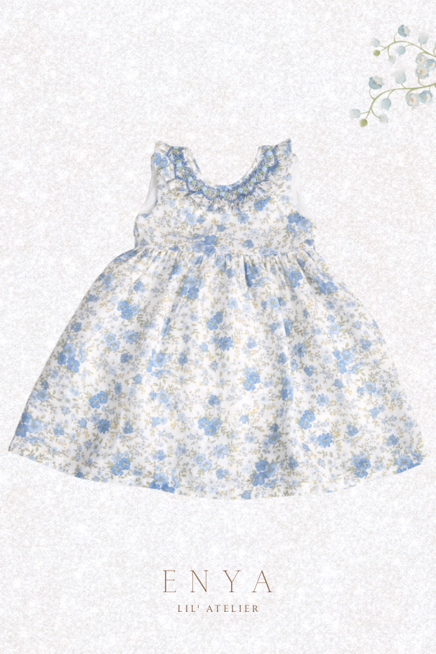 Evangeline Premium Linen Handsmocked Dress