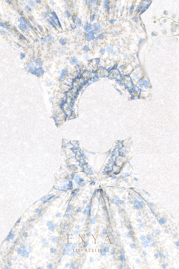 Evangeline Premium Linen Handsmocked Dress