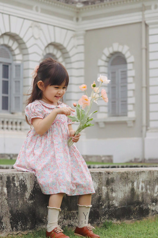 Mio Floral Handsmocked Dress