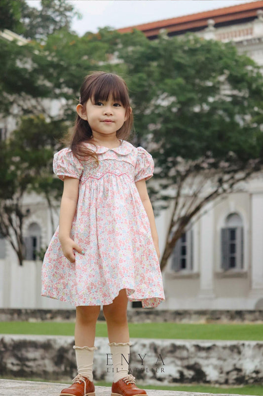 Mio Floral Handsmocked Dress