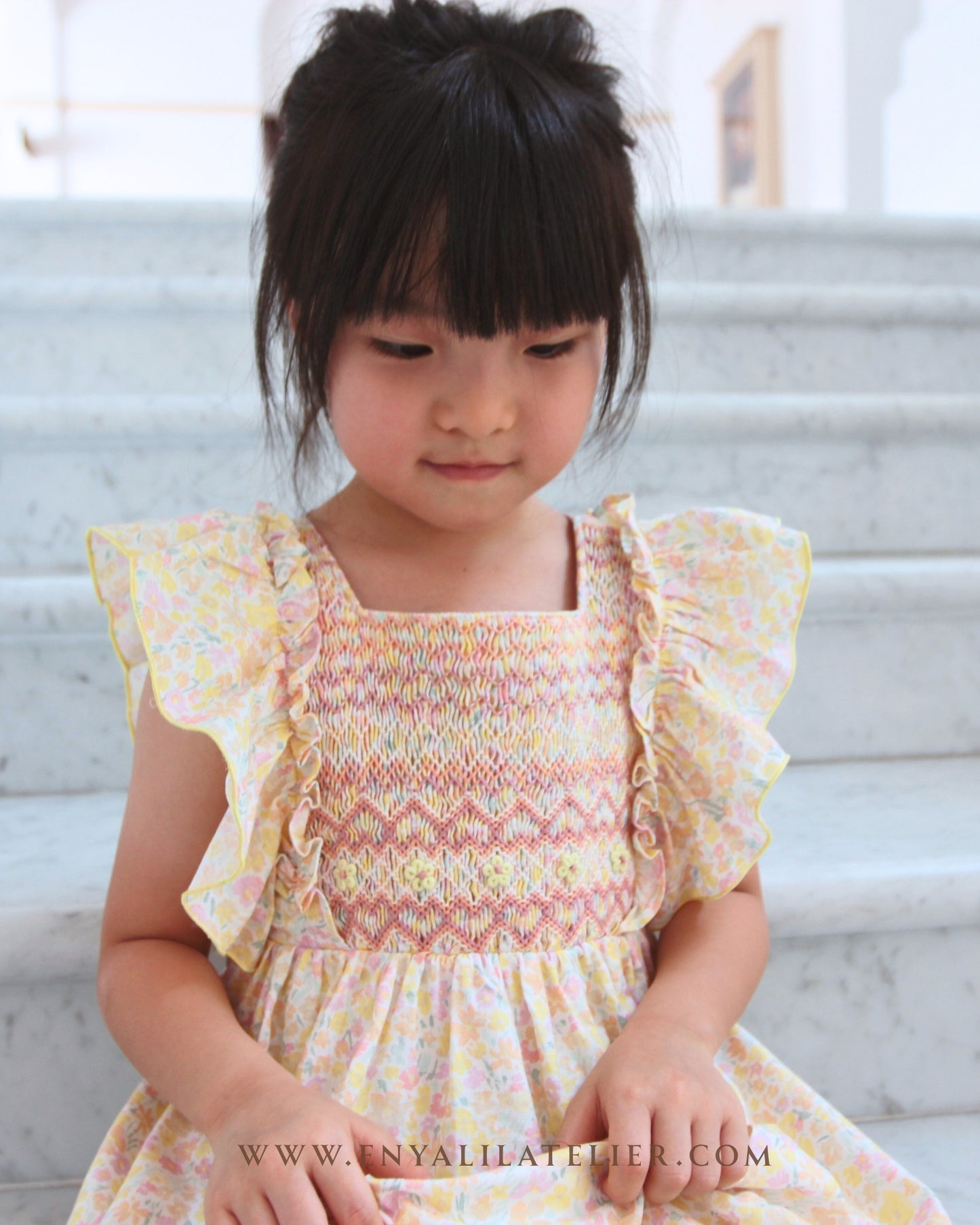Sarah Floral Handsmocked Dress