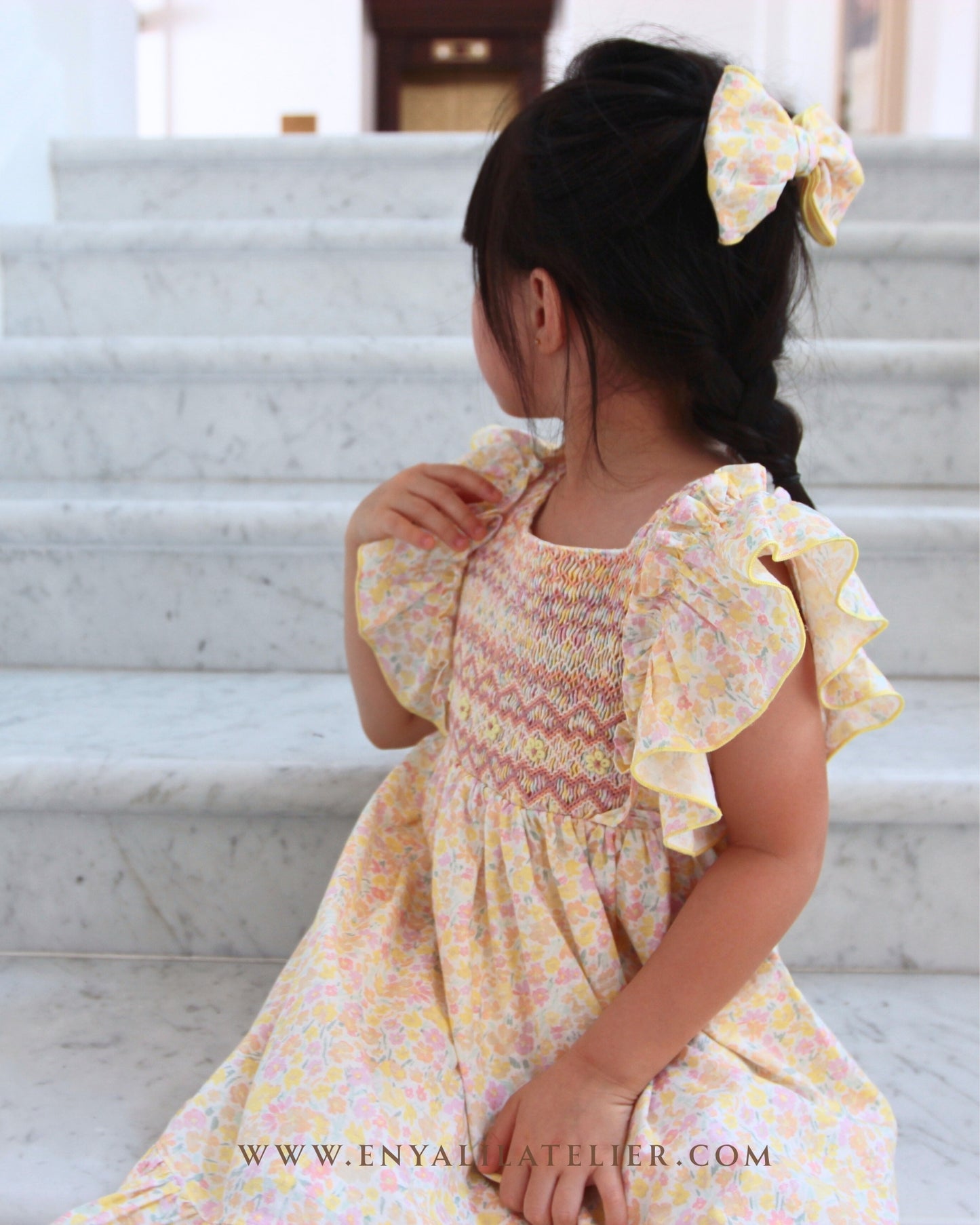 Sarah Floral Handsmocked Dress